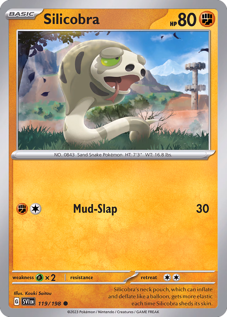 Silicobra Pokemon card (119/198, Scarlet & Violet)