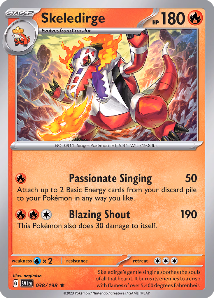 Skeledirge Pokemon card (038/198, Scarlet & Violet)