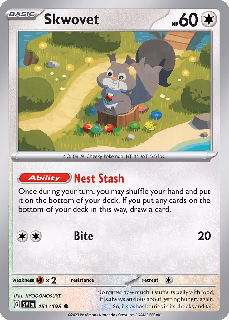 Skwovet Pokemon card (151/198, Scarlet & Violet)