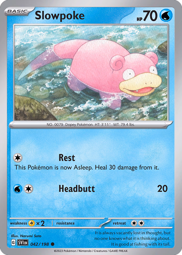 Slowpoke Pokemon card (042/198, Scarlet & Violet)