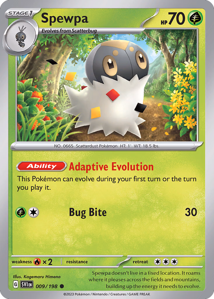 Spewpa Pokemon card (009/198, Scarlet & Violet)