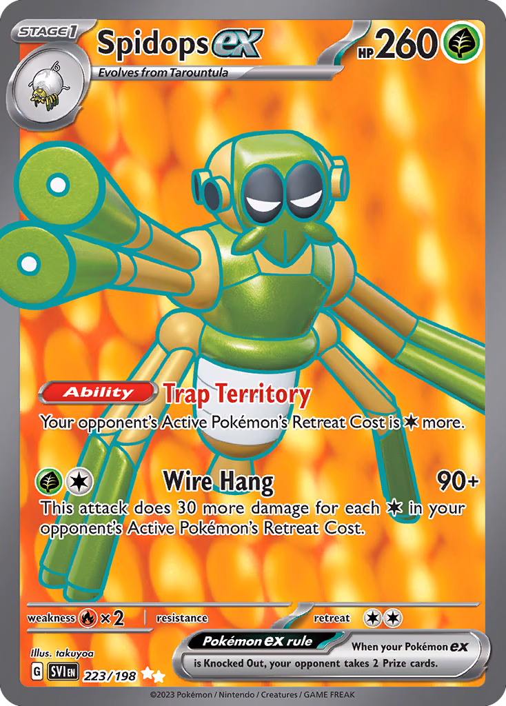 Spidops ex Pokemon card (223/198, Scarlet & Violet)