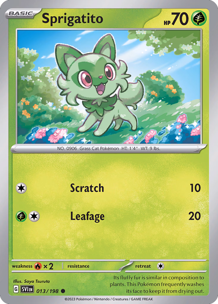 Sprigatito Pokemon card (013/198, Scarlet & Violet)