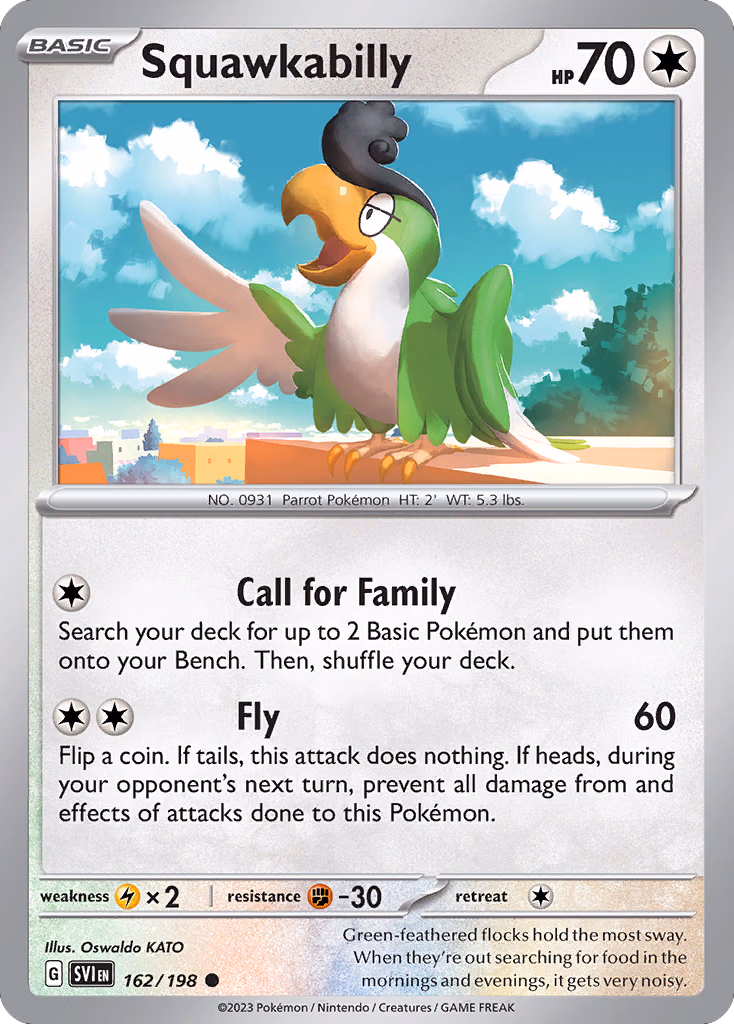 Squawkabilly Pokemon card (162/198, Scarlet & Violet)