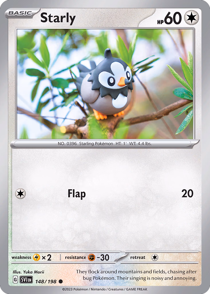 Starly Pokemon card (148/198, Scarlet & Violet)