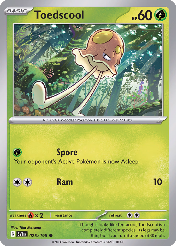 Toedscool Pokemon card (025/198, Scarlet & Violet)