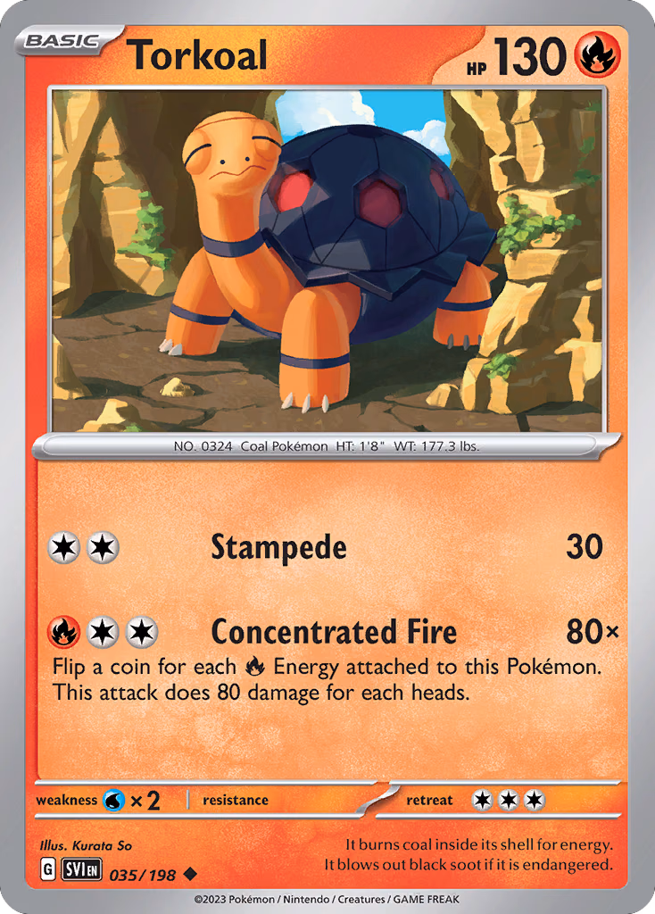 Torkoal Pokemon card (035/198, Scarlet & Violet)