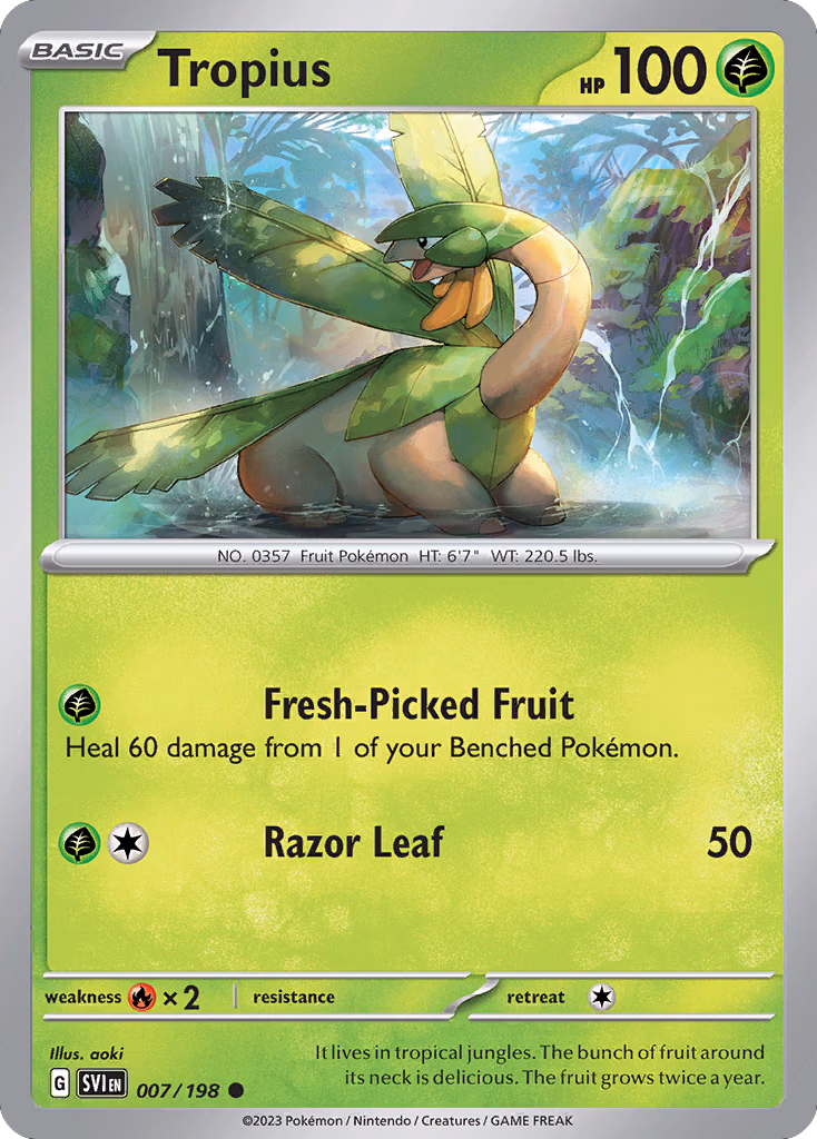 Tropius Pokemon card (007/198, Scarlet & Violet)