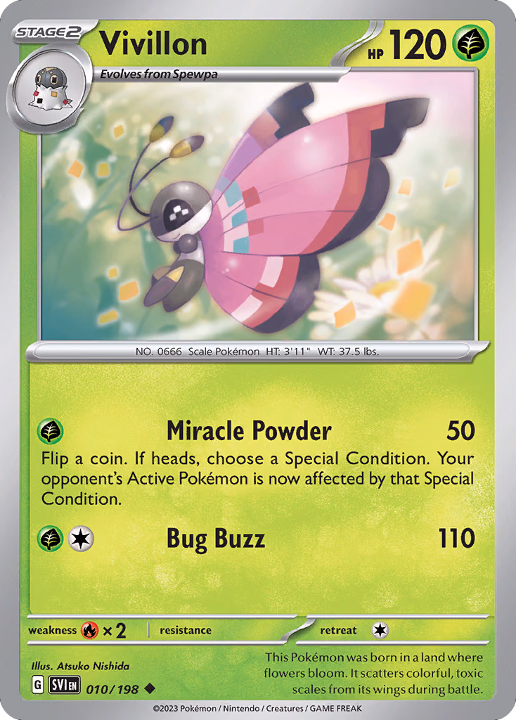 Vivillon Pokemon card (010/198, Scarlet & Violet)