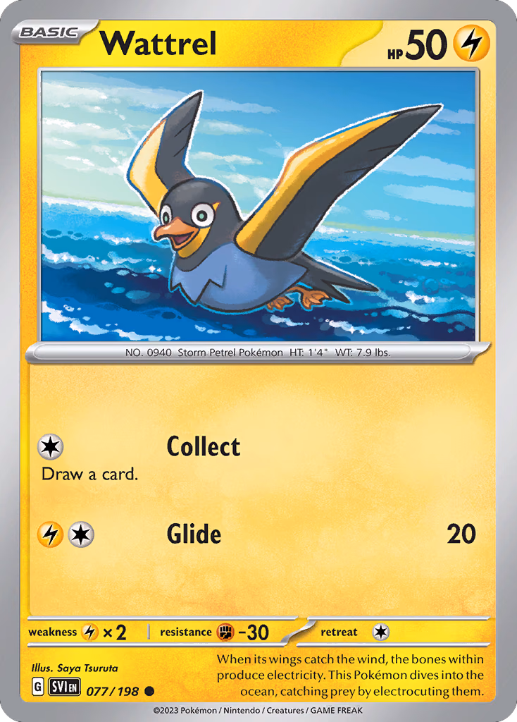 Wattrel Pokemon card (077/198, Scarlet & Violet)