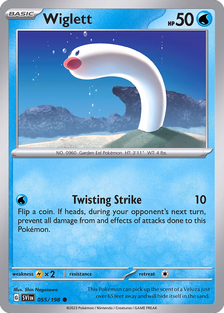 Wiglett Pokemon card (055/198, Scarlet & Violet)