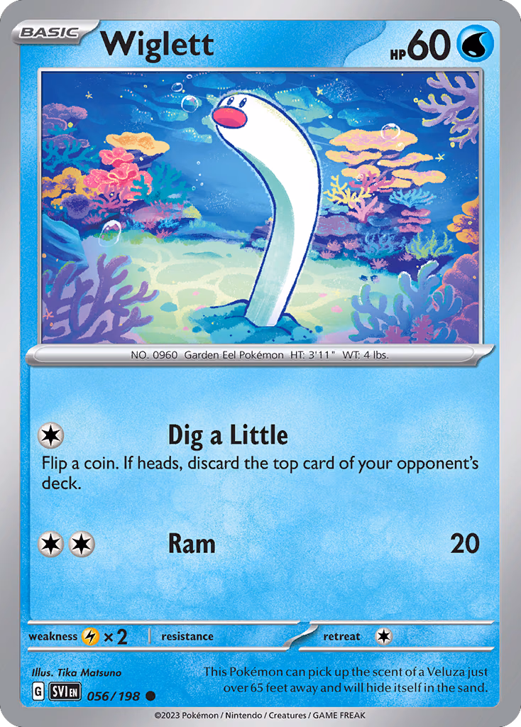 Wiglett Pokemon card (056/198, Scarlet & Violet)