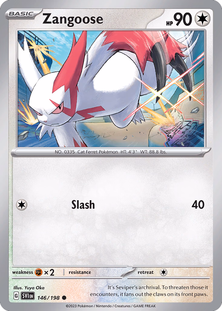 Zangoose Pokemon card (146/198, Scarlet & Violet)