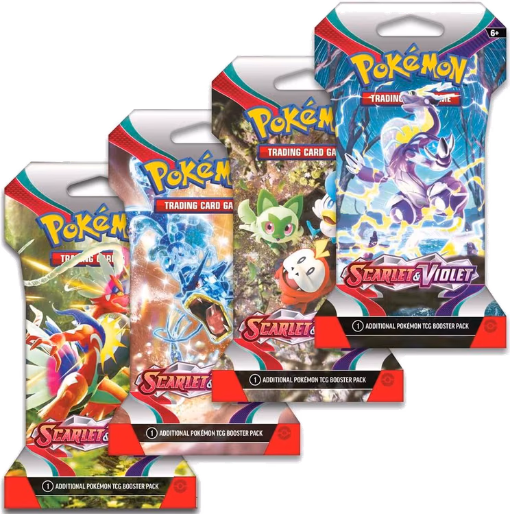 Pokemon Scarlet & Violet Sleeved Booster Pack Art Bundle [Set of 4]
