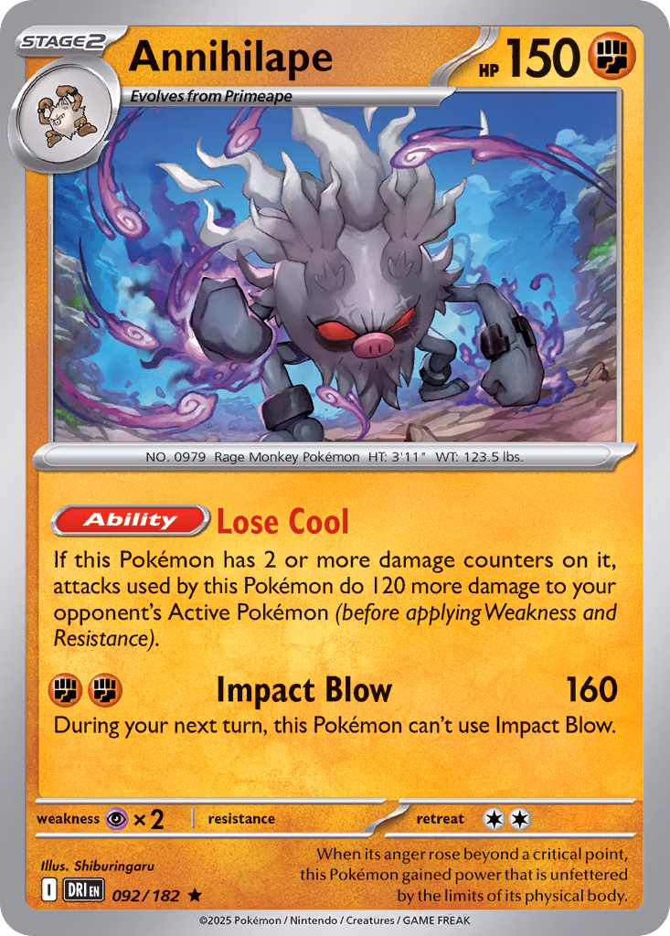 Annihilape Pokemon card (092/182, Destined Rivals)