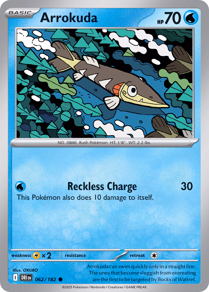 Arrokuda Pokemon card (062/182, Destined Rivals)