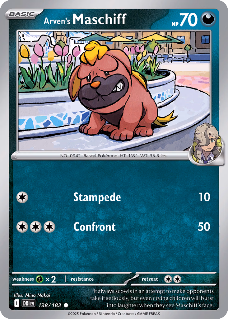 Arven's Maschiff Pokemon card (138/182, Destined Rivals)