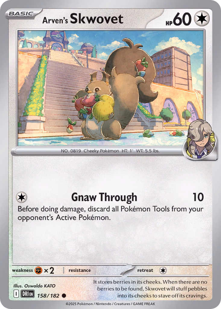 Arven's Skwovet Pokemon card (158/182, Destined Rivals)