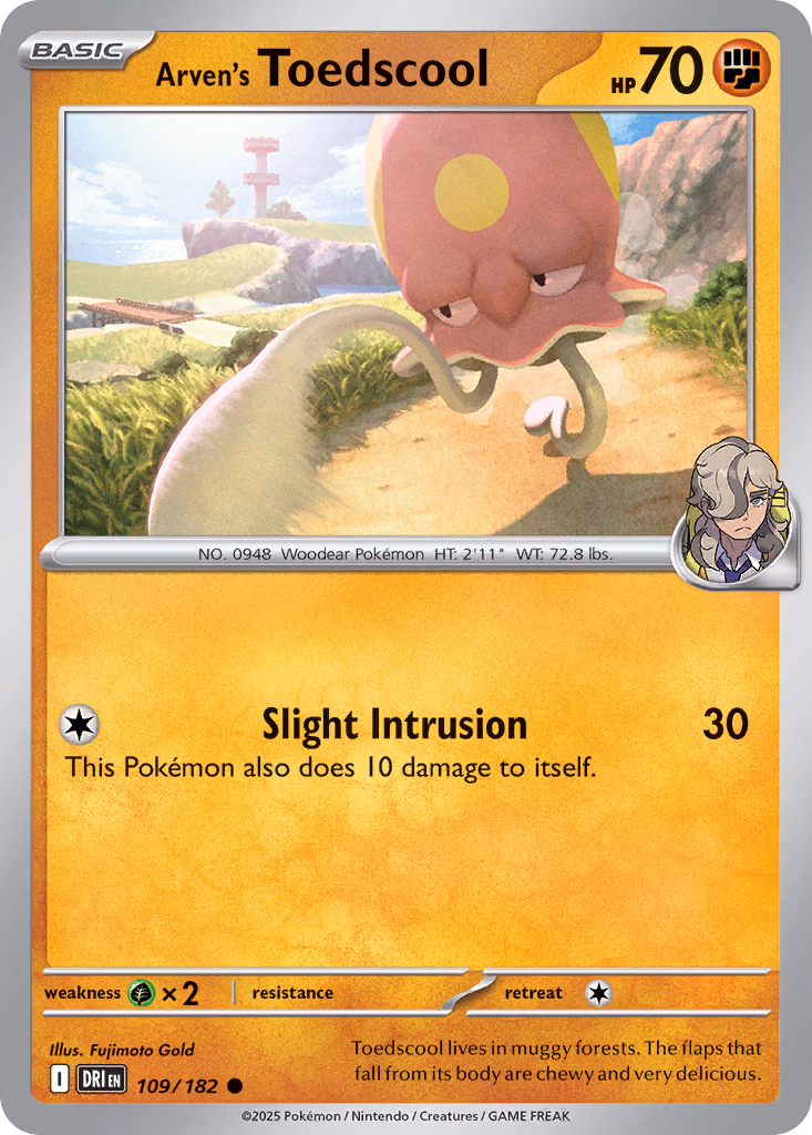 Arven's Toedscool Pokemon card (109/182, Destined Rivals)