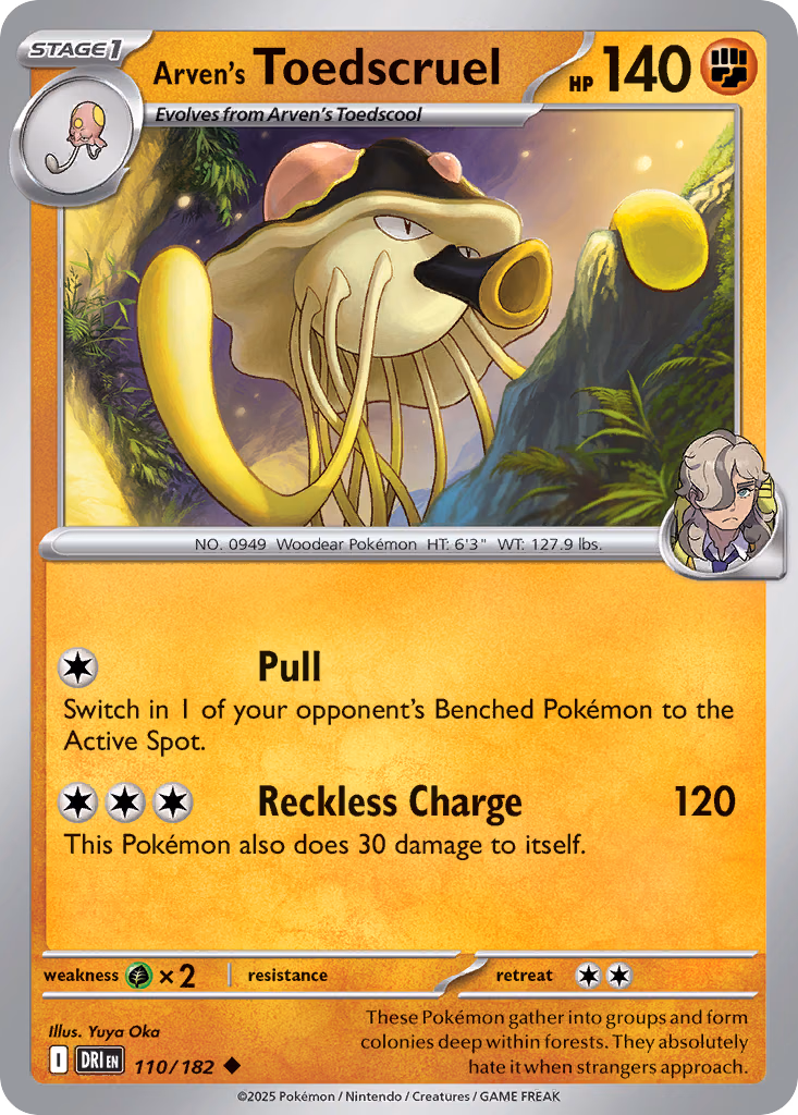 Arven's Toedscruel Pokemon card (110/182, Destined Rivals)