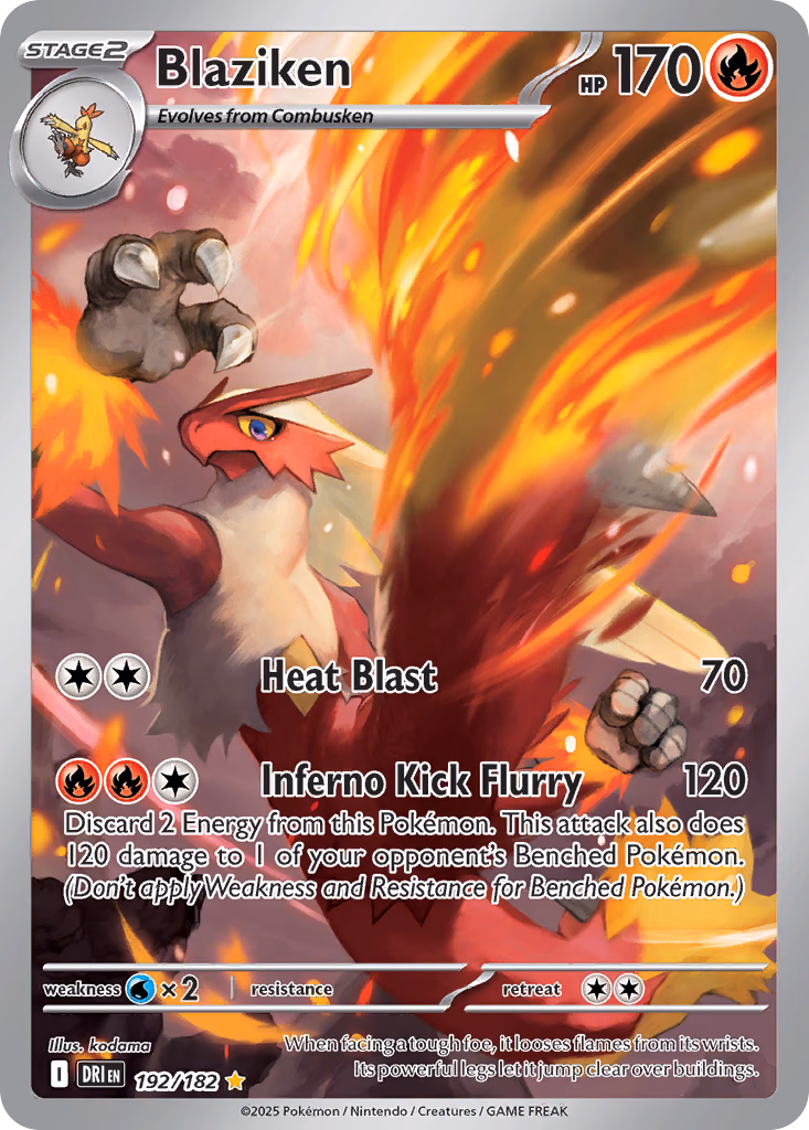 Blaziken Pokemon card (192/182, Destined Rivals)