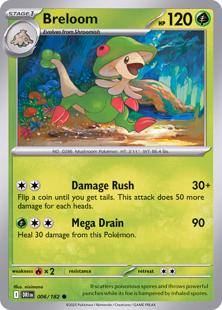 Breloom Pokemon card (006/182, Destined Rivals)
