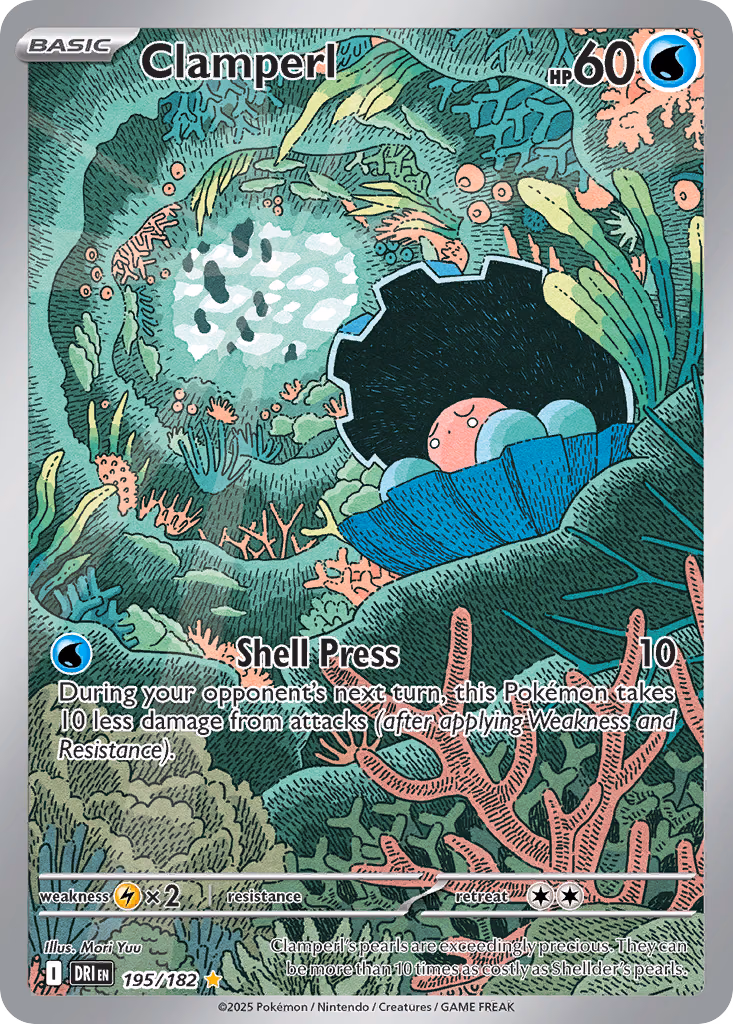 Clamperl Pokemon card (195/182, Destined Rivals)