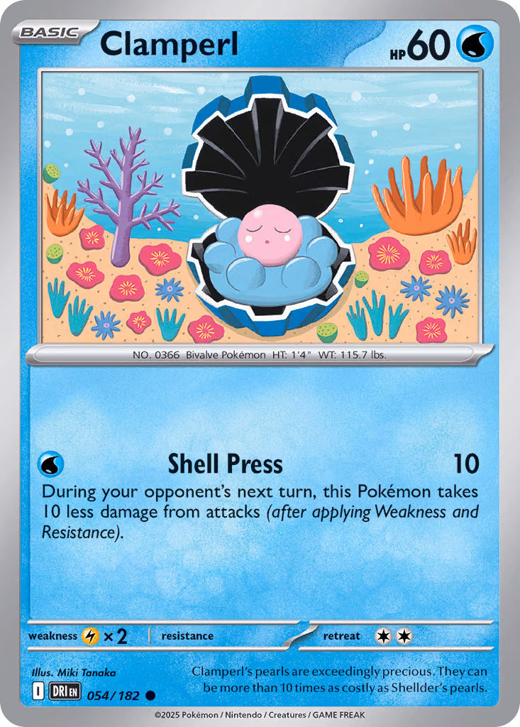 Clamperl Pokemon card (054/182, Destined Rivals)