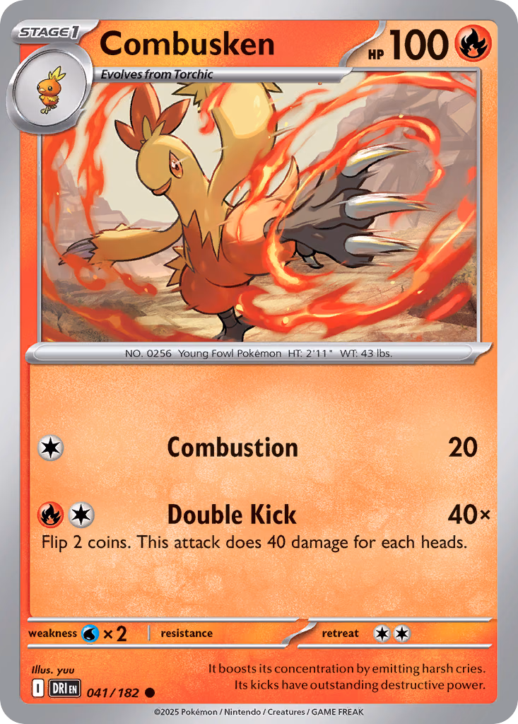 Combusken Pokemon card (041/182, Destined Rivals)