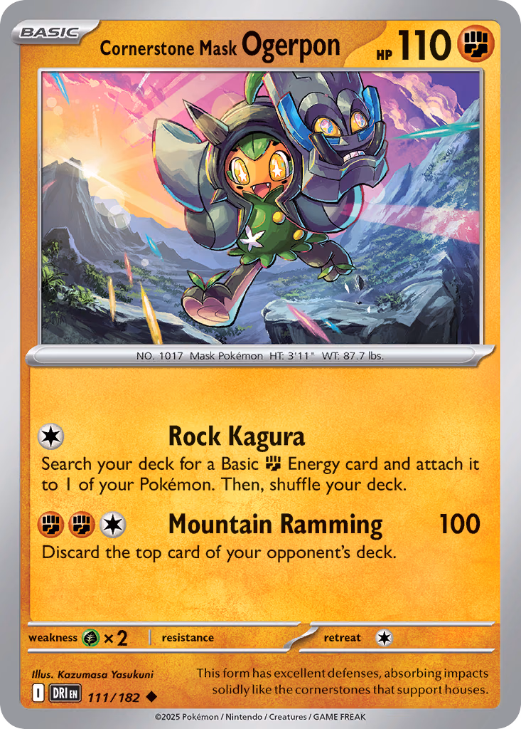 Cornerstone Mask Ogerpon Pokemon card (111/182, Destined Rivals)