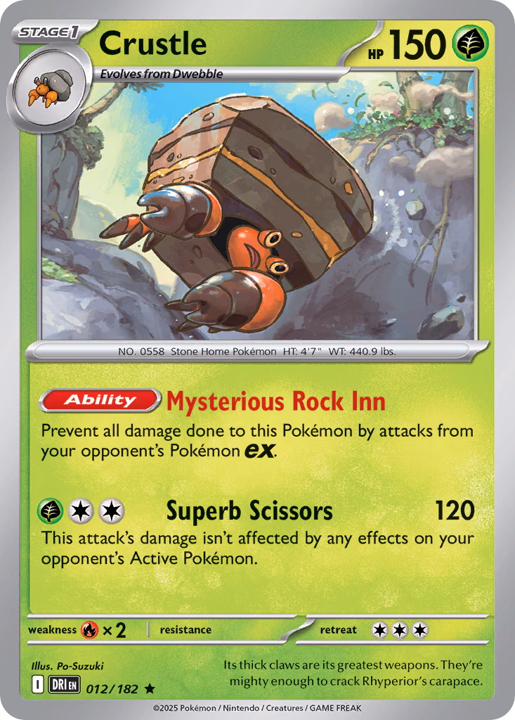 Crustle Pokemon card (012/182, Destined Rivals)