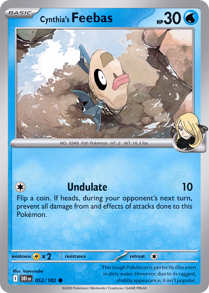 Cynthia's Feebas Pokemon card (052/182, Destined Rivals)
