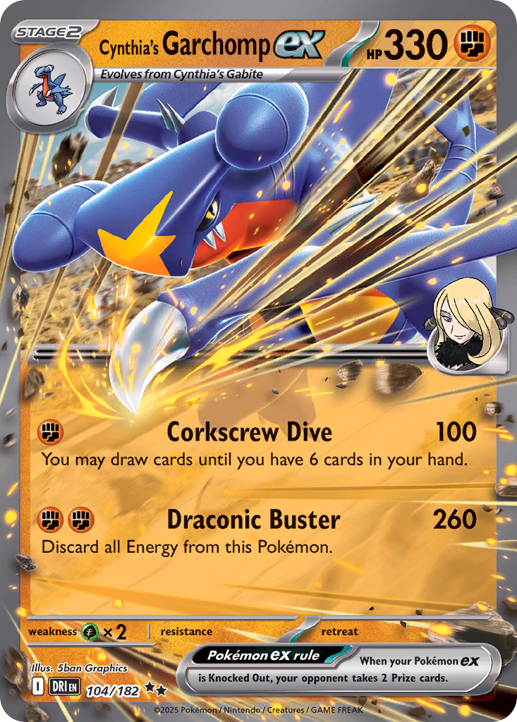 Cynthia's Garchomp ex Pokemon card (104/182, Destined Rivals)