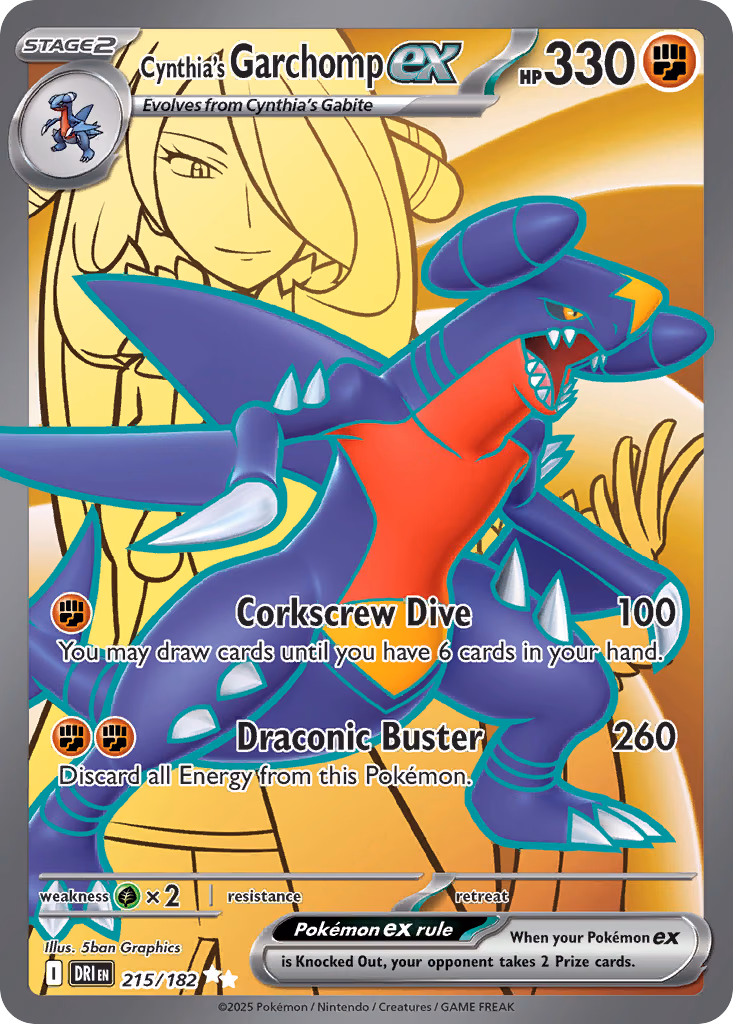 Cynthia's Garchomp ex Pokemon card (215/182, Destined Rivals)