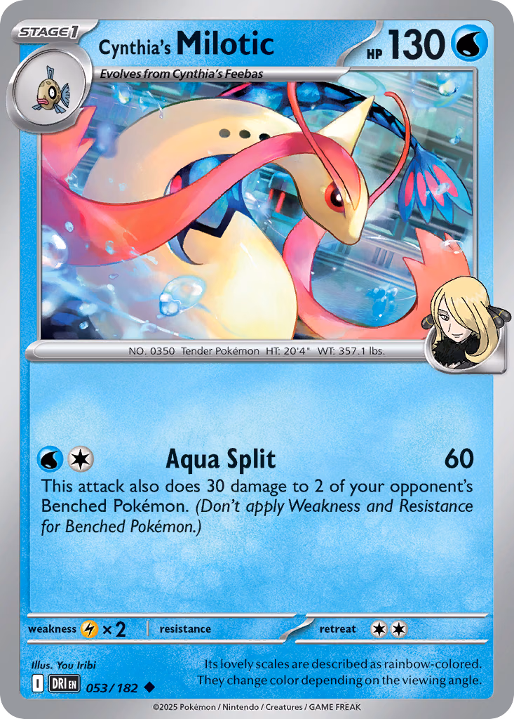 Cynthia's Milotic Pokemon card (053/182, Destined Rivals)