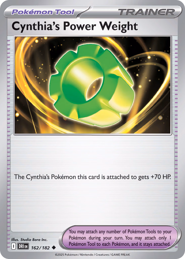 Cynthia's Power Weight Pokemon card (162/182, Destined Rivals)