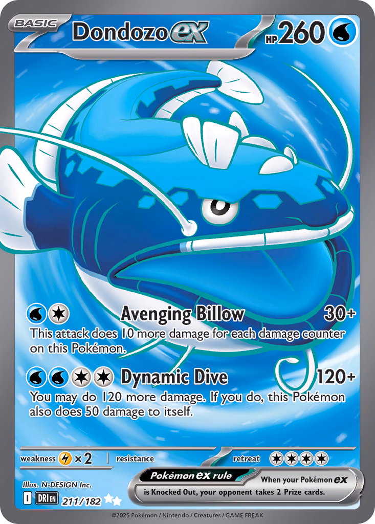 Dondozo ex Pokemon card (211/182, Destined Rivals)