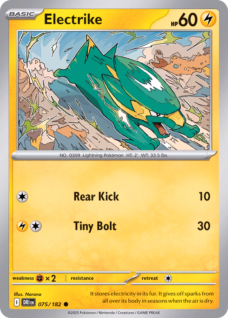 Electrike Pokemon card (075/182, Destined Rivals)