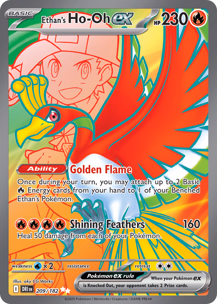 Ethan's Ho-Oh ex Pokemon card (209/182, Destined Rivals)