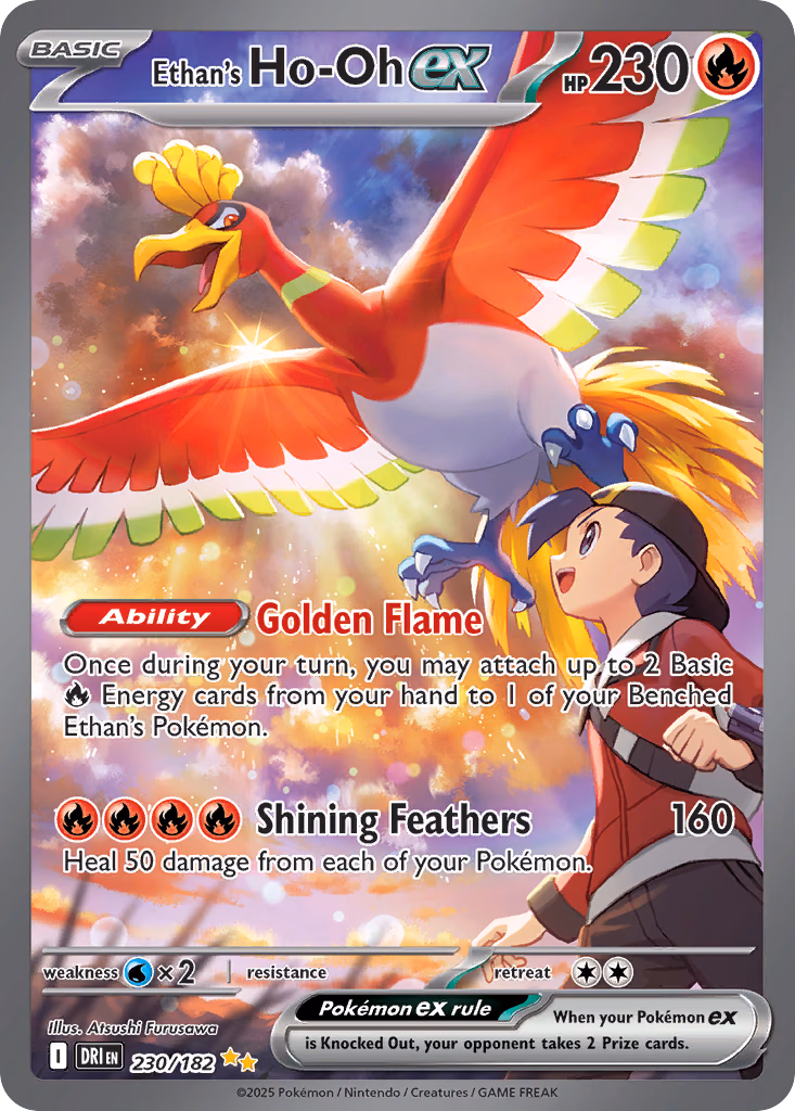 Ethan's Ho-Oh ex Pokemon card (230/182, Destined Rivals)