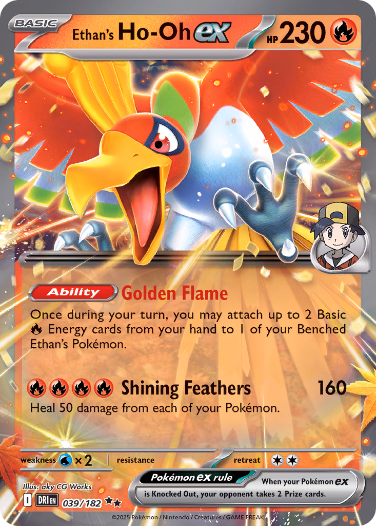 Ethan's Ho-Oh ex Pokemon card (039/182, Destined Rivals)