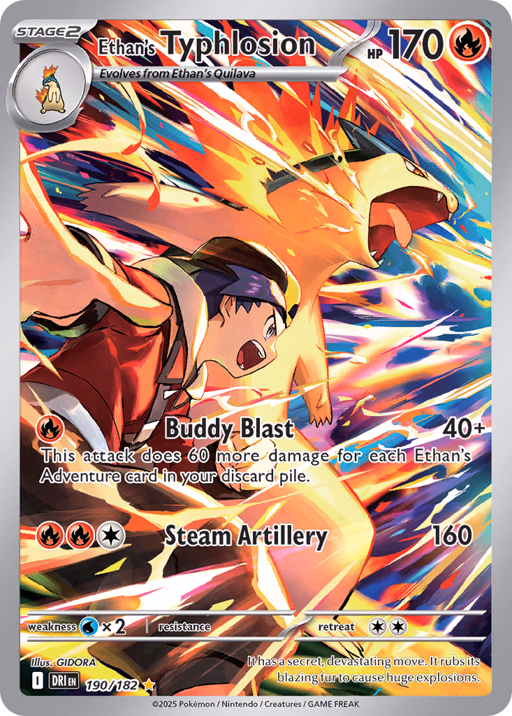 Ethan's Typhlosion Pokemon card (190/182, Destined Rivals)