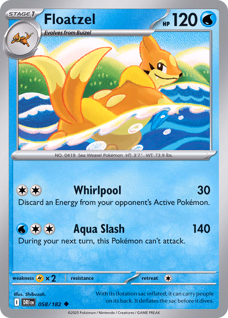 Floatzel Pokemon card (058/182, Destined Rivals)