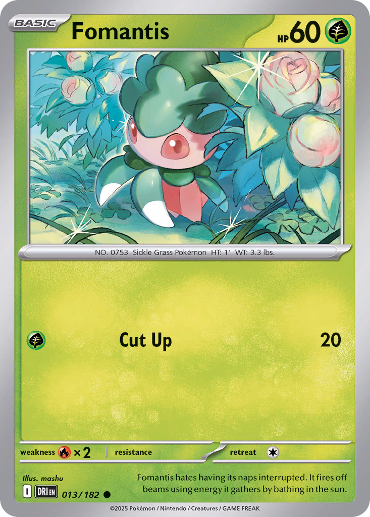 Fomantis Pokemon card (013/182, Destined Rivals)