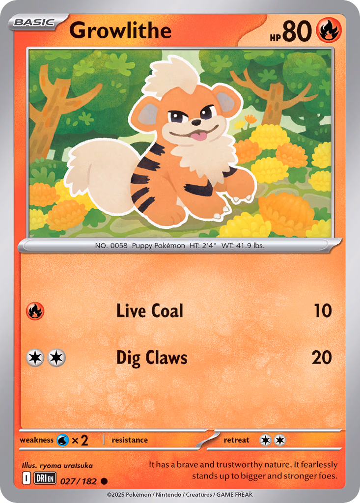Growlithe Pokemon card (027/182, Destined Rivals)