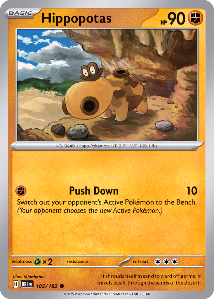 Hippopotas Pokemon card (105/182, Destined Rivals)