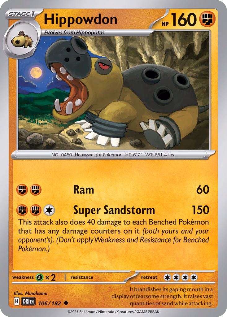 Hippowdon Pokemon card (106/182, Destined Rivals)