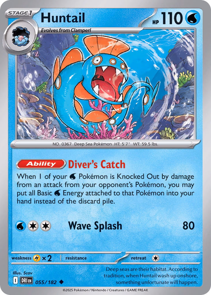 Huntail Pokemon card (055/182, Destined Rivals)