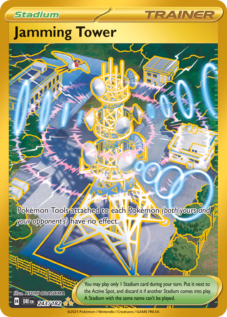 Jamming Tower Pokemon card (243/182, Destined Rivals)