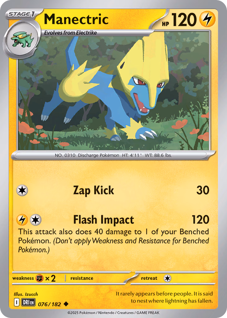 Manectric Pokemon card (076/182, Destined Rivals)